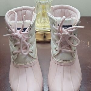 Sperry Light Pink and Cream Kids Boots